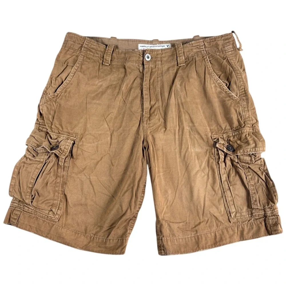 American Eagle Cargo Shorts Mens 38 Brown Classic Fit Durable Workwear Outdoor